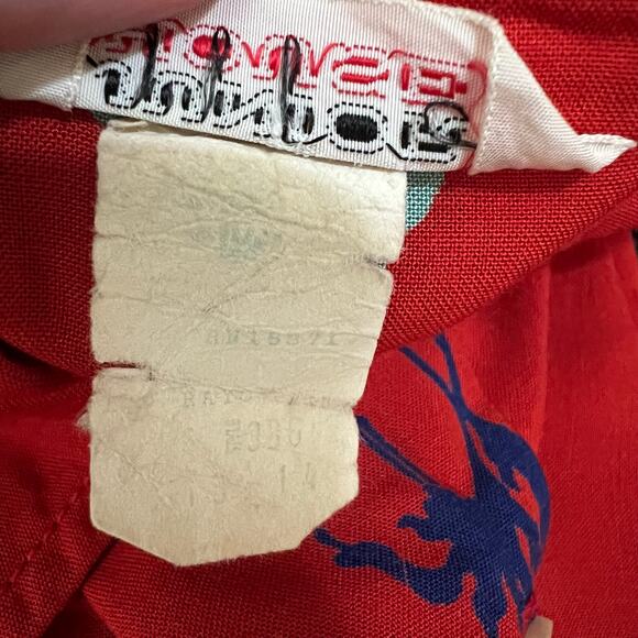 Vintage Junior House Button Up Shirt Large Womens Red Floral Pointed Collar 70s - Picture 7 of 8